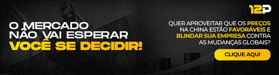 Banner: "O mercado não espera! Preços na China favoráveis. Clique aqui e blinde sua empresa!"